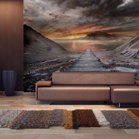 Øde og stille bro i aftenskumringen fotostat - flot foto tapet til væggen