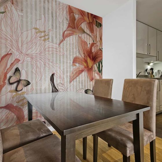 Flowers and butterflies fotostat - flot foto tapet til væggen