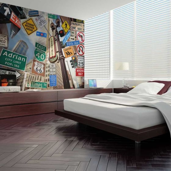 New York signposts fotostat - flot foto tapet til væggen