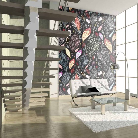 Efterårsblade på sort baggrund fotostat - flot foto tapet til væggen