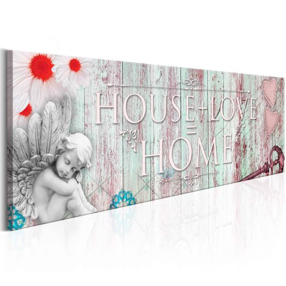 Home: House + Love canvas print - flot billede på lærred