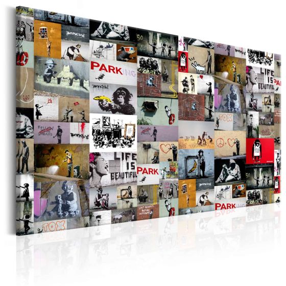 Art of Collage: Banksy canvas print - flot billede på lærred
