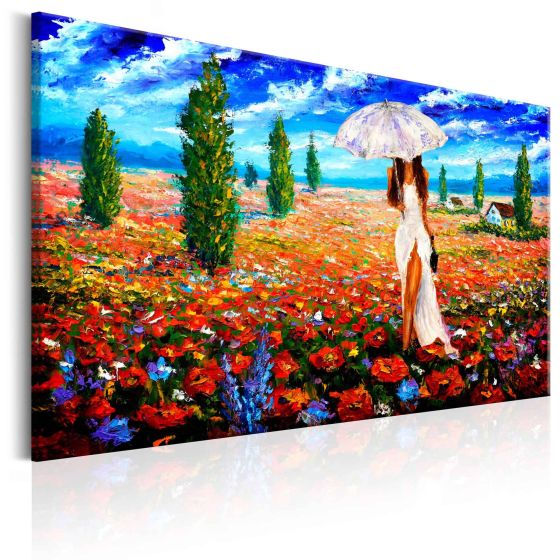 Woman with Umbrella canvas print - flot billede på lærred