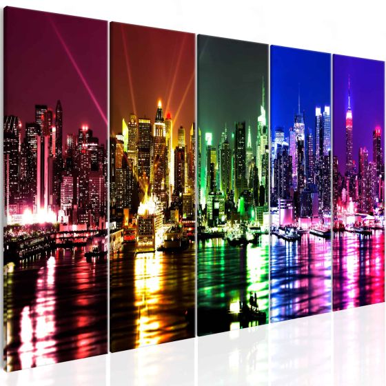 Rainbow New York (5 dele)  canvas print - flot billede på lærred