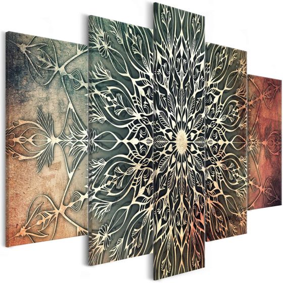 Center (5 dele) 2 Grøn canvas print - flot billede på lærred