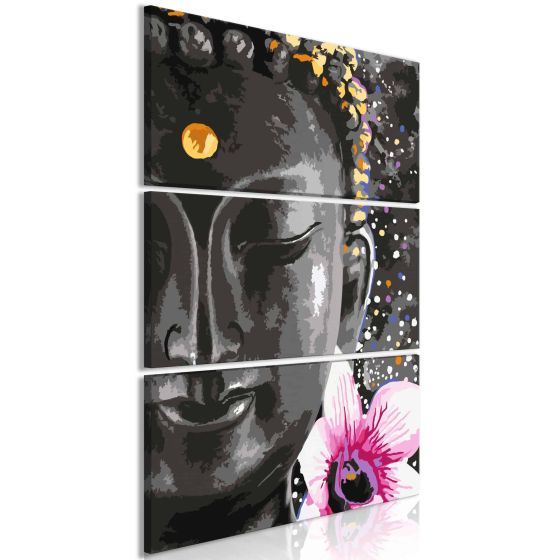 Buddha and Flower (3 dele)  canvas print - flot billede på lærred