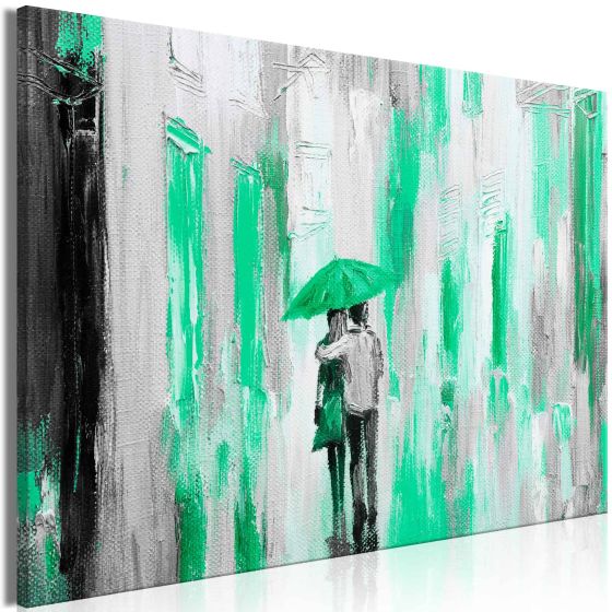 Umbrella in Love (1 del) Wide Green canvas print - flot billede på lærred