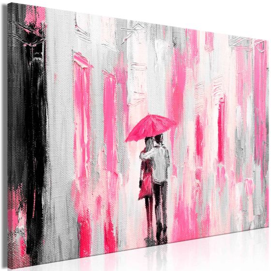 Umbrella in Love (1 del) Wide Pink canvas print - flot billede på lærred