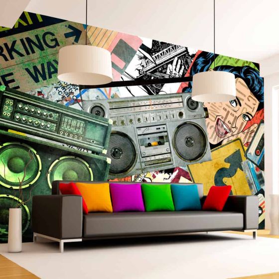 Graffiti girl fotostat - flot foto tapet til væggen