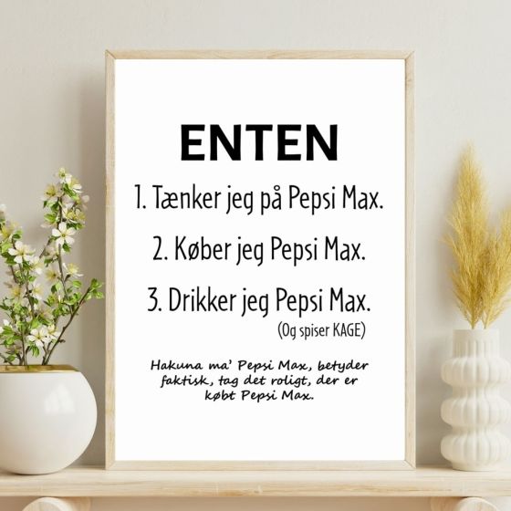 Tænker - køber - drikker Pepsi Max billede - Flot print til boligen