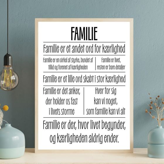 Familie er billede - Flot print til boligen