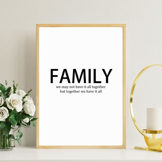 Family - together we have it all billede - Flot print til boligen