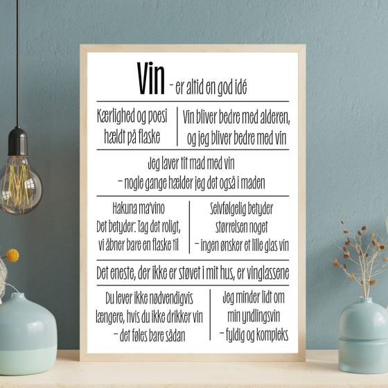 Vin - er altid en god idé billede - Flot print til boligen