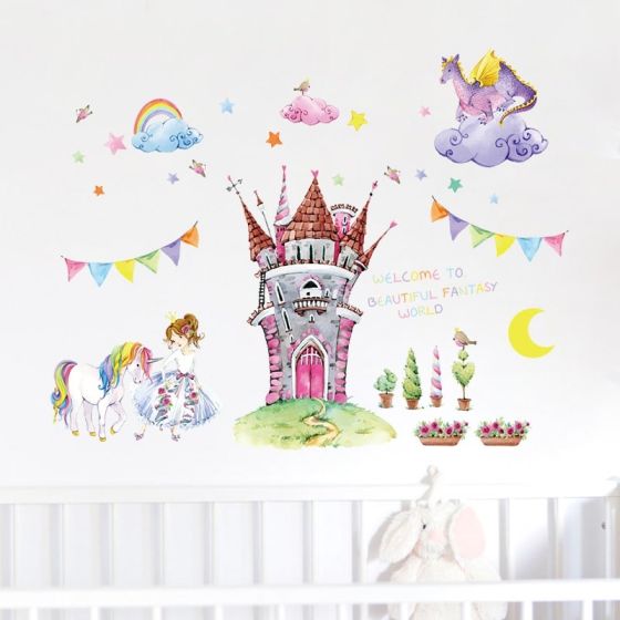 Wallsticker Prinsesseslot - Flot vægklistermærke med prinsesse