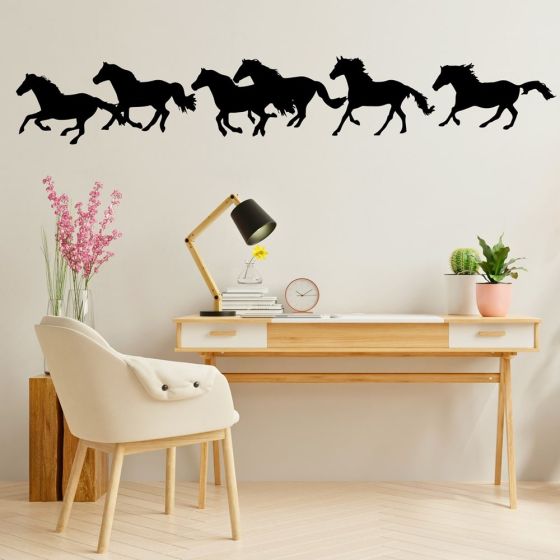 Heste i galop wall sticker. Flot vægklistermærke til hjemmet.