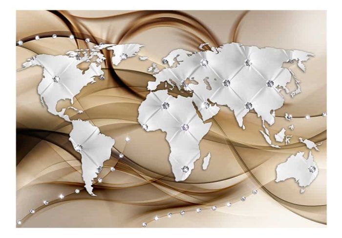 World Map - White & Diamonds Fototapet • Køb flot Fotostat →