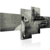 A gramophone and a dog canvas print - flot billede på lærred
