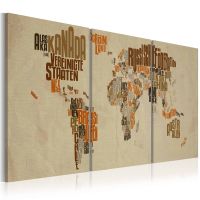 Verdenskort - Brun & Orange canvas print - flot billede på lærred