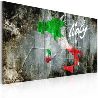 Kunstnerisk kort over Italien - 3-delt canvas print - flot billede på lærred