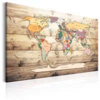 World Map: Colourful Continents canvas print - flot billede på lærred