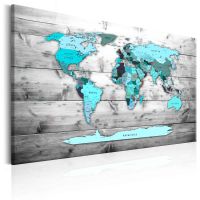 World Map: Blue World canvas print - flot billede på lærred