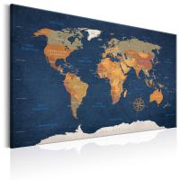 World Map: Ink Oceans canvas print - flot billede på lærred