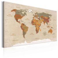 World Map: Beige Chic canvas print - flot billede på lærred