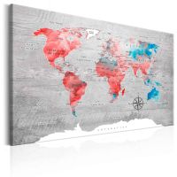 World Map: Red Roam canvas print - flot billede på lærred