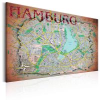 Map of Hamburg canvas print - flot billede på lærred