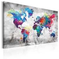 World Map: Grey Style canvas print - flot billede på lærred