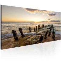Wooden Breakwaters canvas print - flot billede på lærred