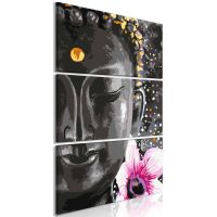 Buddha and Flower (3 dele)  canvas print - flot billede på lærred