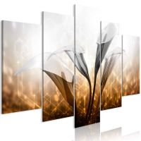 Floral Quartet (5 dele) Gylden canvas print - flot billede på lærred