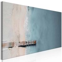 Sea and Wooden Bridge (1 del) Grey canvas print - flot billede på lærred
