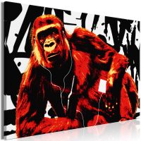 Pop Art Monkey (1 del) Rød canvas print - flot billede på lærred