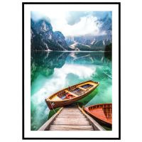 Båd i sø i Sydtyrol billede - Flot print til boligen