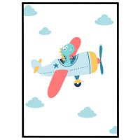 Dinosaur i flyvemaskine billede - Flot print til boligen