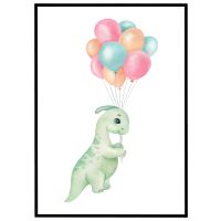 Dinosaur med balloner billede - Flot print til boligen