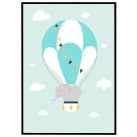 Elefant i luftballon billede - Flot print til boligen