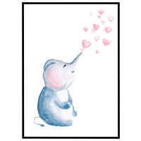 Elefant med hjerter billede - Flot print til boligen