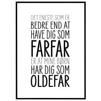 Elsket som farfar - elsket som oldefar billede - Flot print til boligen