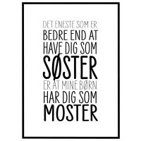 Elsket som søster - elsket som moster billede - Flot print til boligen