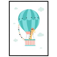 Giraf i luftballon billede - Flot print til boligen