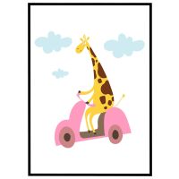 Giraf på motorcykel billede - Flot print til boligen