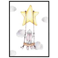 Kanin på gynge billede - Flot print til boligen