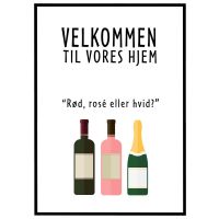 Velkommen - rød, rosé eller hvid? billede - Flot print til boligen