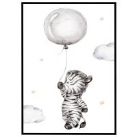 Zebra med ballon billede - Flot print til boligen