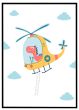Dino i helikopter billede - Flot print til boligen
