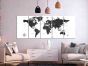 Black and White Map (5 dele)  canvas print - flot billede på lærred