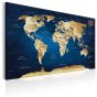 World Map: The Dark Blue Depths canvas print - flot billede på lærred